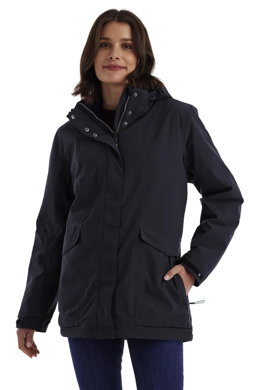 Killtec Women's Damen Jacke Functional Waterproof Outdoor Jacket with Removable Hood, Dark Navy, 42