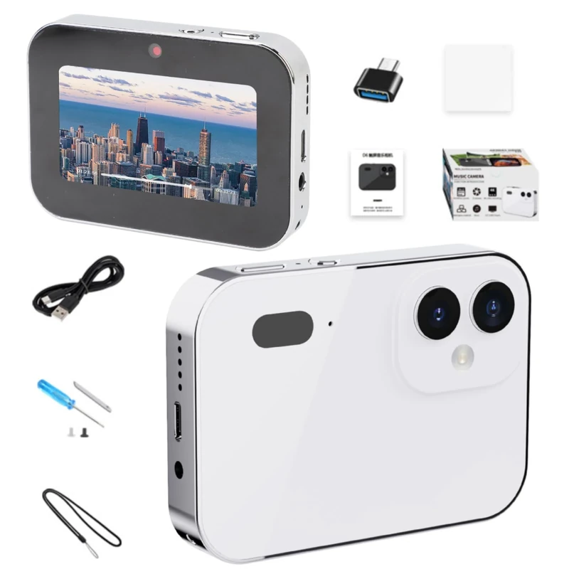 4K 64MP Vlogging Camera for Kids, Night Vision, 3" HD Touch Screen Digital Camera with 3600mAh Battery, No SD Card Included