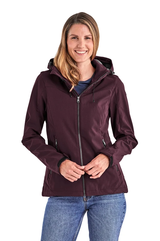 Killtec Women's Softshell Outdoor Jacket with Removable Hood Damen Softshelljacke, BlackBerry, 46