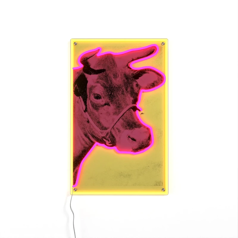 YELLOWPOP Neon Signs, Andy Warhol Cow, Neon Signs for Wall Decor, Energy Efficient LED Neon Lights for All Walls, Easy to Install Custom Neon Sign & Customizable Light Up Wall Art