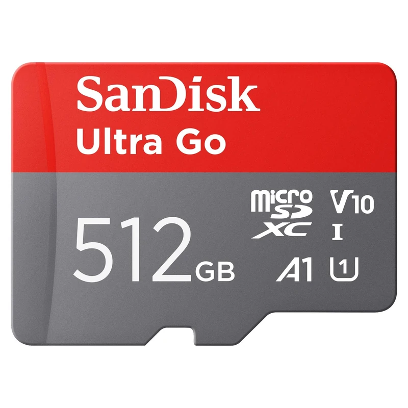 SanDisk Ultra Go micro SDXC card + SD adapter 512GB (For Android Smartphones and Tablets, Memory card up to 150 MB/s, Full HD Video, V10, A1 Faster App Performance, UHS-I, Class 10, U1) For Amazon