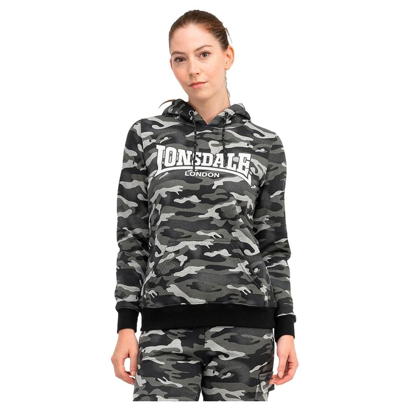 Lonsdale Women's Clough Hoodie, Camo Grey, M - Image 1