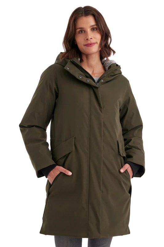 G.I.G.A. DX by killtec Women's Gw 12 Wmn Prk Functional Waterproof Parka with Hood, Dark Olive, 50