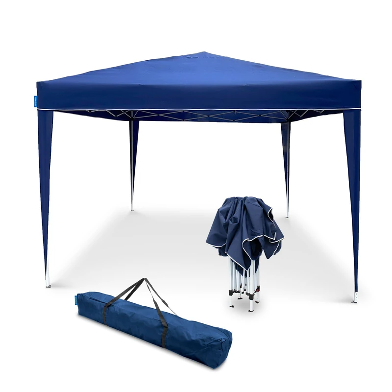 Goodyear - Folding Gazebo 3 x 3 m Blue Multifunctional | Waterproof | Ideal for Garden, Terrace, Beach | Transport Bag | 4 Windbreakers - Image 1
