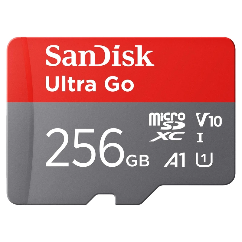SanDisk Ultra Go micro SDXC card + SD adapter 256GB (For Android Smartphones and Tablets, Memory card up to 150 MB/s, Full HD Video, V10, A1 Faster App Performance, UHS-I, Class 10, U1) For Amazon