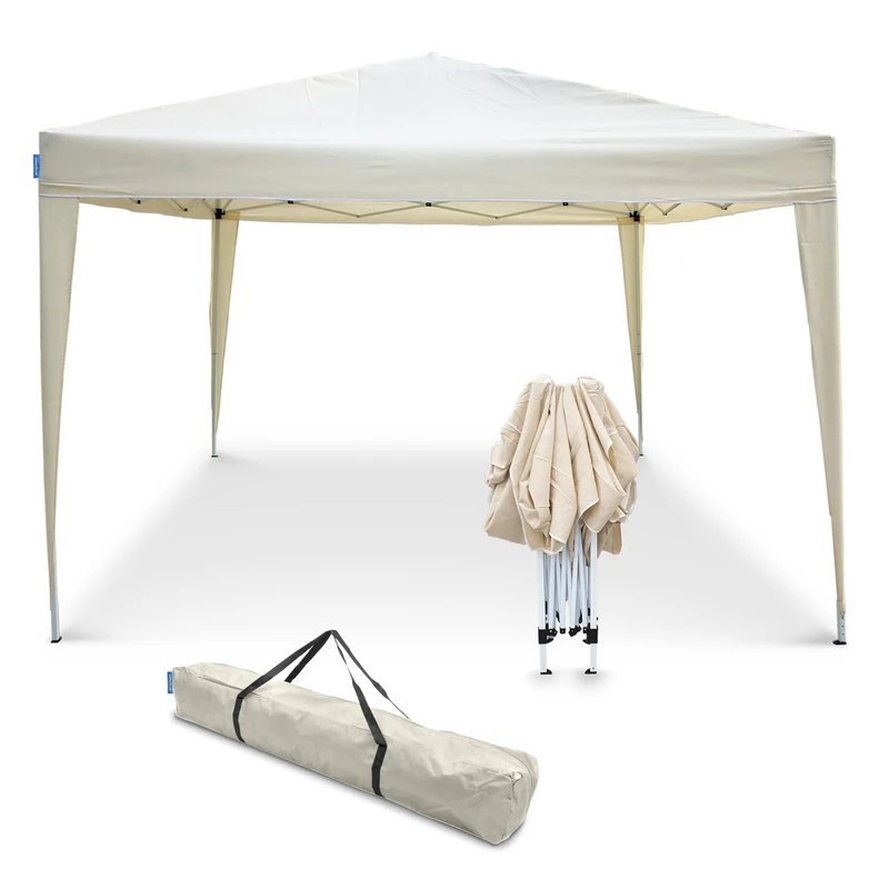 Goodyear - Folding Gazebo 3 x 3 m Beige Multifunctional | Waterproof | Ideal for Garden, Terrace, Beach | Transport Bag | 4 Windbreakers