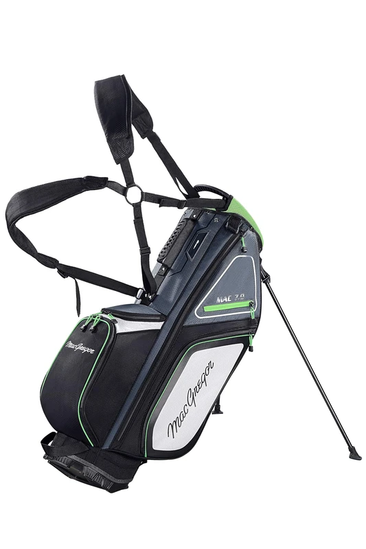 Principal 9.5" Lightweight Golf Stand Bag With 2 Full Length Dividers, 7 Pockets And Padded Dual Strap, Black/Grey/Green