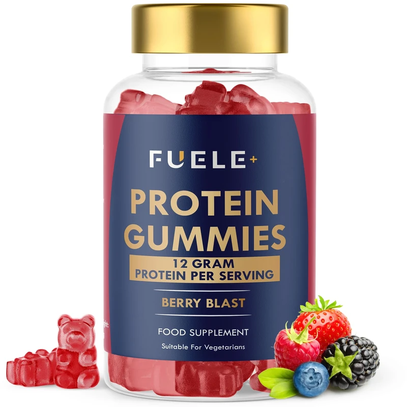 FUELE+ Whey Protein Gummies - Berry Blast Flavour, 12g High Protein per Serving - Protein Powder Alternative, No Added Sugar, Vegetarian, Convenient Whey Protein Supplement, Muscle Recovery - Image 1