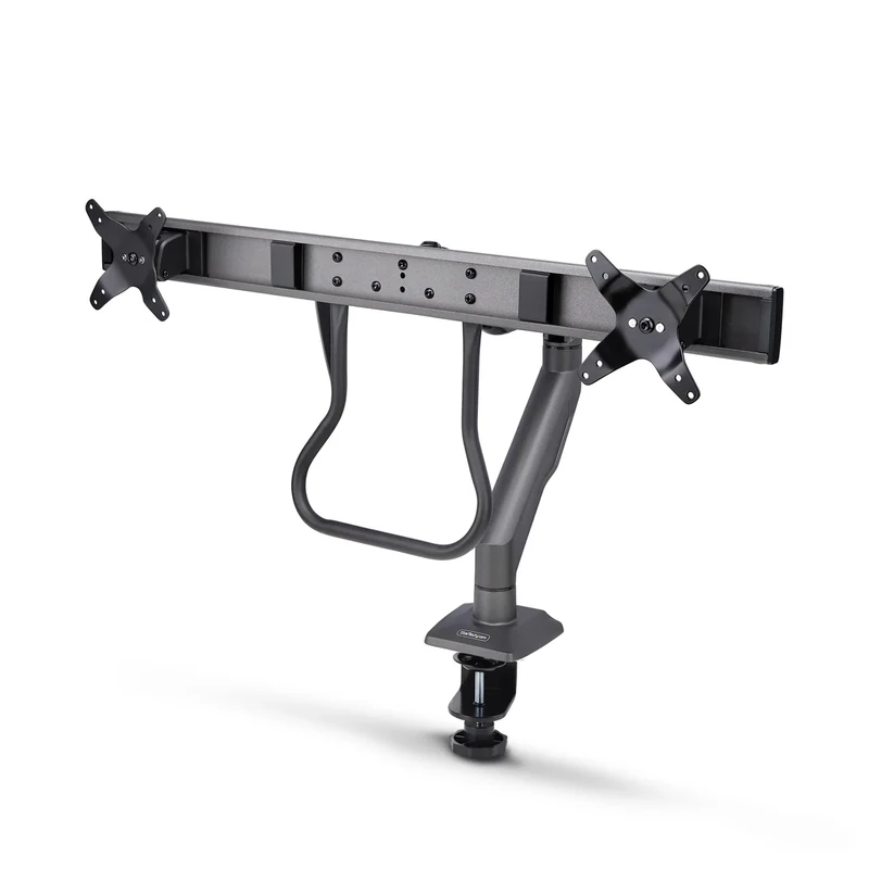 StarTech.com Desk Mount Dual Monitor Arm with Crossbar, Up To 27" Displays, Max 33lb/15kg, C-Clamp, Mechanical Spring, TAA