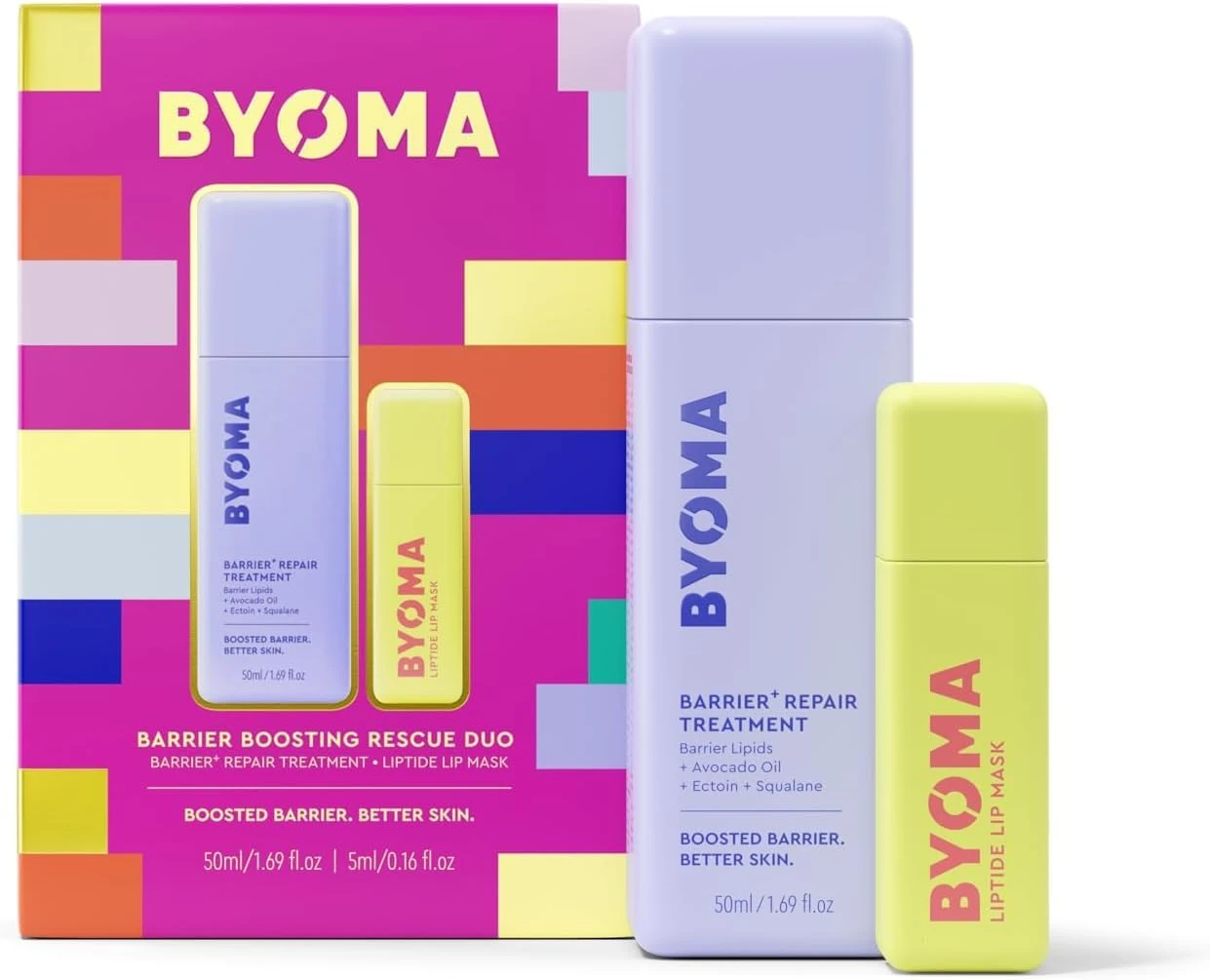BYOMA Barrier Boosting Rescue Duo (50ml) Limited Edition Gift Set - Barrier with Repair Treatment and Lip Mask for Dry and Sensitive Skin, Alcohol Free, Vegan