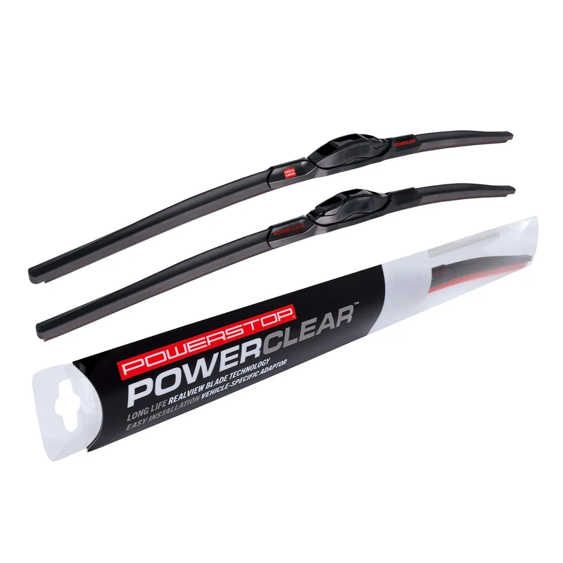 POWERSTOP PowerClear – PCK-2418-1 - Front 24" + 18" Windshield Wiper Blade Set, J-Hook Type For Toyota Corolla, Chevrolet Equinox, Chevrolet Cruz, Nissan Frontier, Hyundai Elantra [Model Specific]