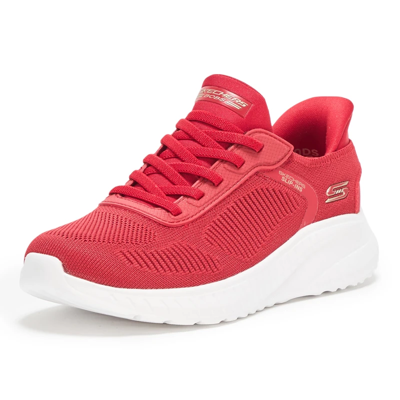Skechers Women's Hands Free Slip-ins Bobs Squad Chaos-Current Muse Sneaker, Red, 7.5