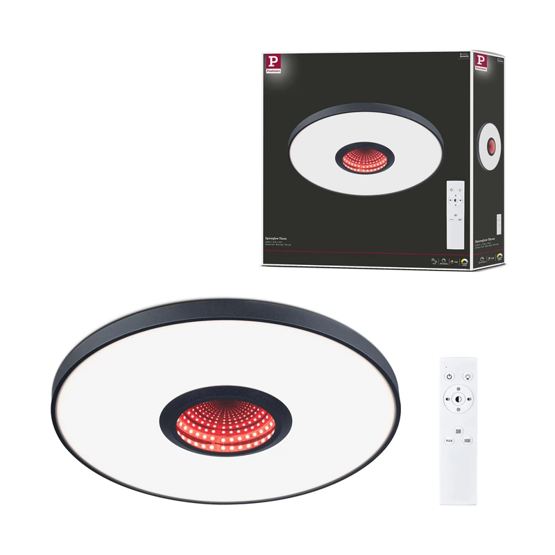 Paulmann 71038 LED Ceiling luminaire Spaceglow Three RGB+ 1200lm 400mm 230V 21W Black matt dimmable Wall/Ceiling luminaire