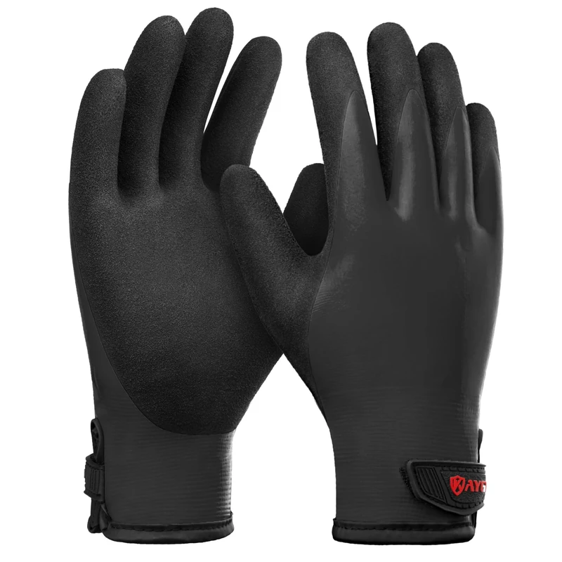 KAYGO KG145W Waterproof Thermal Work Gloves - Double Latex, Small Black