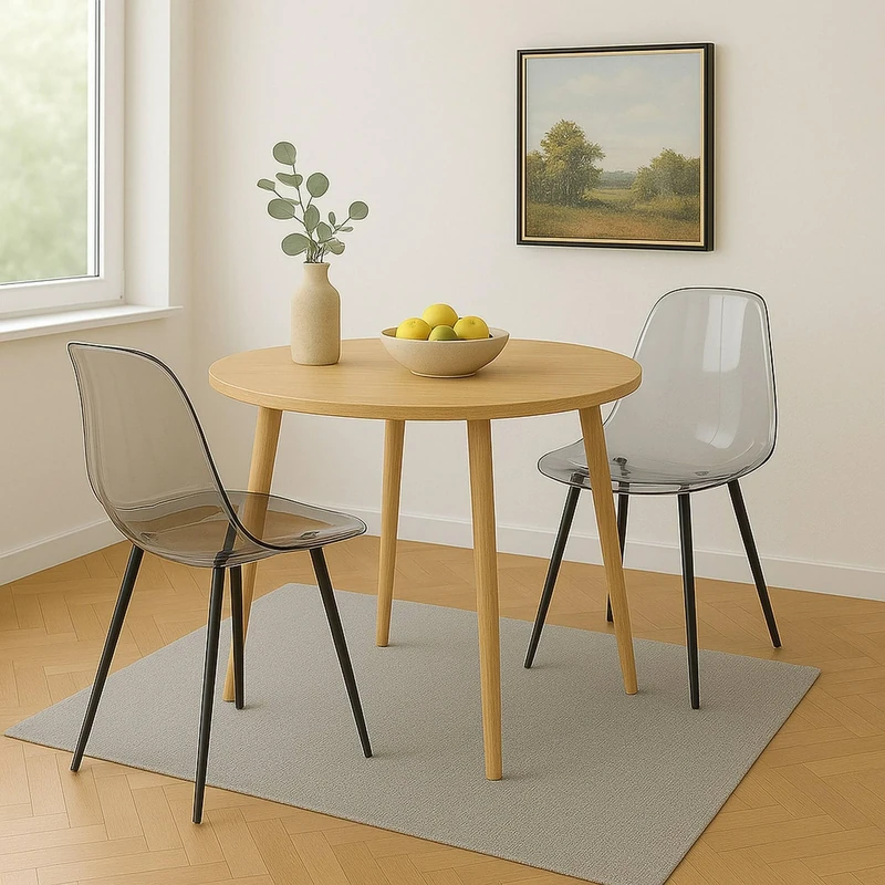 Dmora Set of 2 Agate Chairs, PET Chairs, Ergonomic Dining Chair, Meeting Seat, 53 x 46 x 81 cm, Smoke