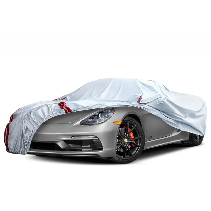 Waterproof Car Covers Replace for 1997-2025 Porsche 718 Boxster/Cayman 986/987/981, 6 Layers All Weather Car Cover with Zipper Door & 18 Ponit Windproof Bands for Snow Rain Dust Protection
