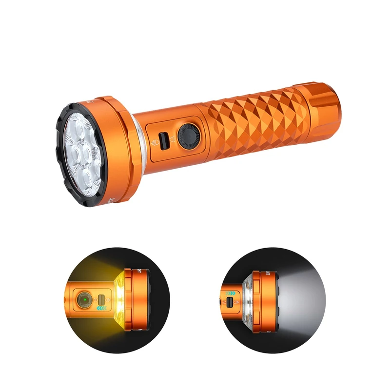 OLIGHT Prowess 2-Way Light Torch Rechargeable Powerful LED Flashlight Max 5000 Lumens 245 Metres Charge Type-C and MCC IPX7 for Household, Camping and Emergency (Orange)
