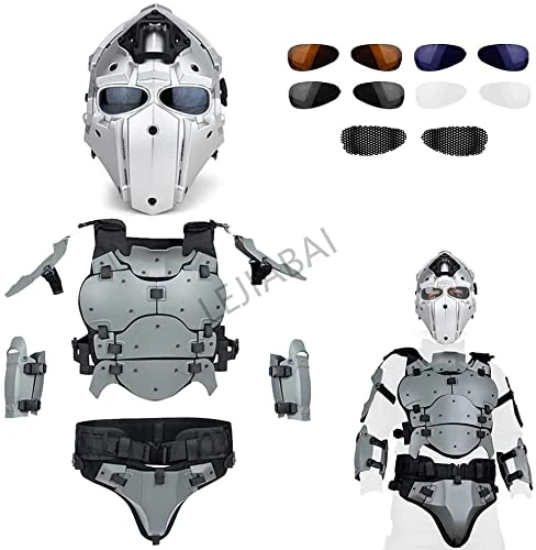ANSNOW Airsoft Full Face Protective Goggles Terminator Helmet + Airsoft Armor Set Military Vest Mohr Vest Paintball Vest/Sl/32.5 * 29 * 19.5Cm
