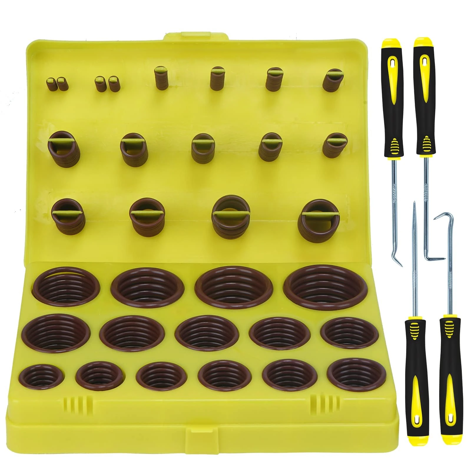 ZDBB 382 PCS 30 Sizes SAE Viton O Ring Assortment Kit for Aviation Car Engines Cylinders Hydraulic Plumbing Various Industrial with 4 Pcs Pick and Hook Set