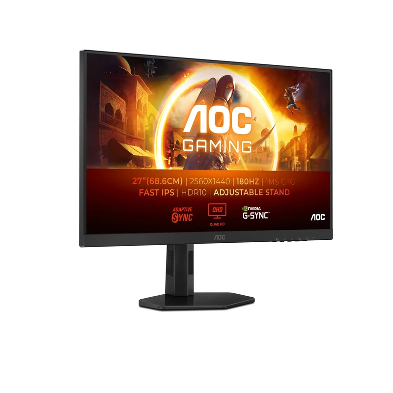 AOC Gaming Q27G4XF - 27 Zoll QHD Monitor, 180 Hz, 0.5 ms, FreeSync Prem., G-Sync comp., HDR10 (2560x1440, DisplayPort, HDMI) Black/Grey