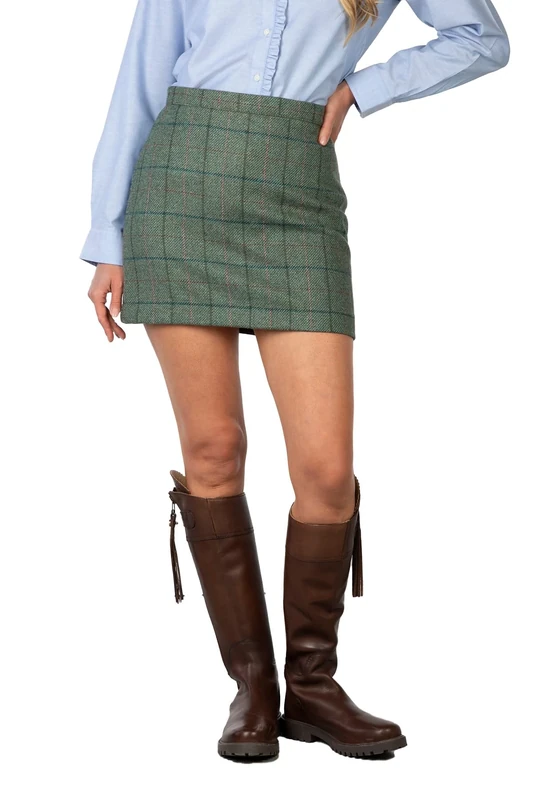 Tweed Skirt Wool Short Checked Country Work Mini Skirt UK Made 7 Colours (UK, Numeric, 12, Regular, Regular, Blue Check)