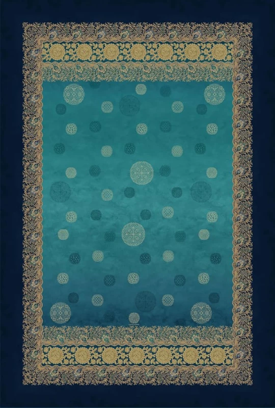 Bassetti Pallavicino 9330138 Plaid Made of 100% Cotton in Blue B1, Dimensions: 240 x 250 cm - Image 1