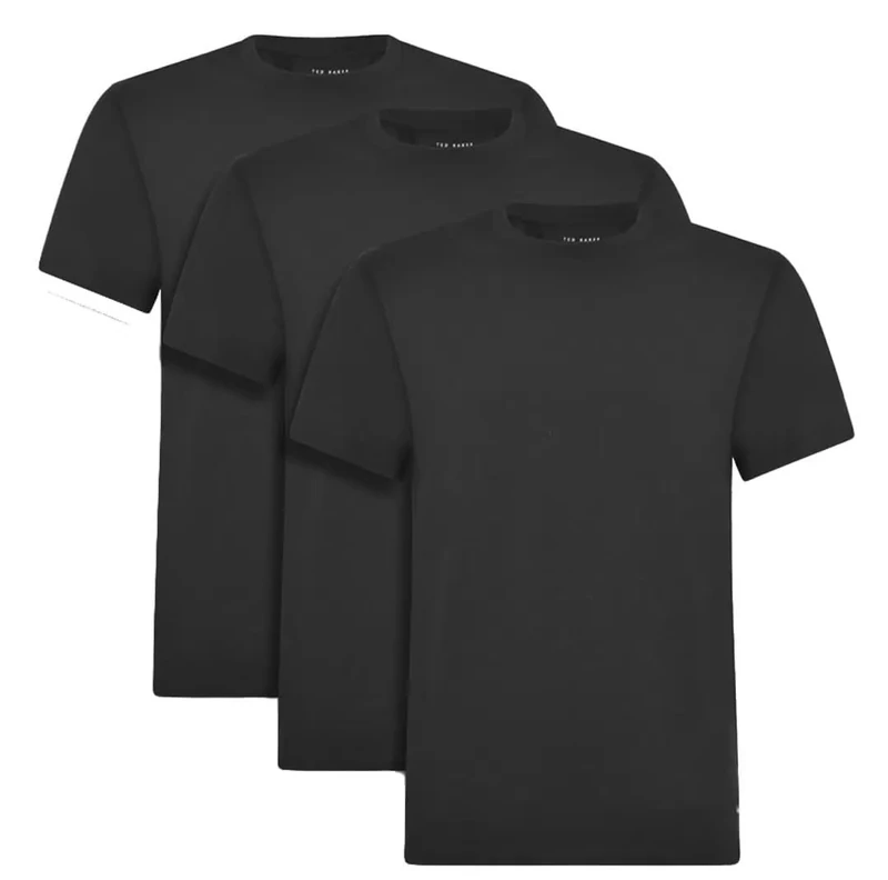Ted Baker Mens 3-Pack Breathable Cotton Stretch Crew Neck T-Shirt, Size L Black