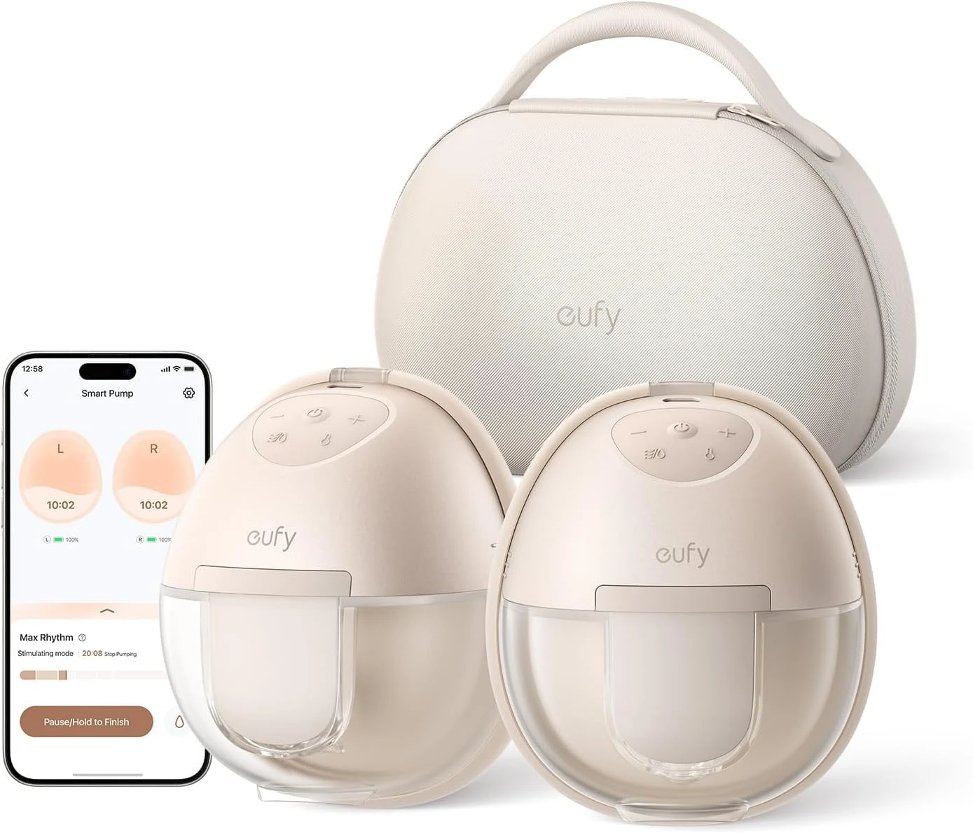eufy Wearable Breast Pump S1 Pro Electric Hands-Free Breast Pump with Heating Technology, Portable Charging Case, App-Controlled Smart Rhythm, Hospital-Grade Suction, Leak-Proof and Ultra-Quiet