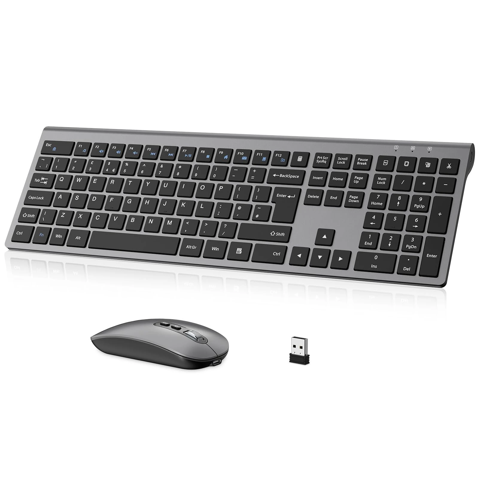 EasyTyping Rechargeable Wireless Keyboard and Mouse - Type with Ease & Double Your Efficiency - High-end Laptop Keyboard Technology -Full Size & Noiseless Design, say goodbye to typing troubles