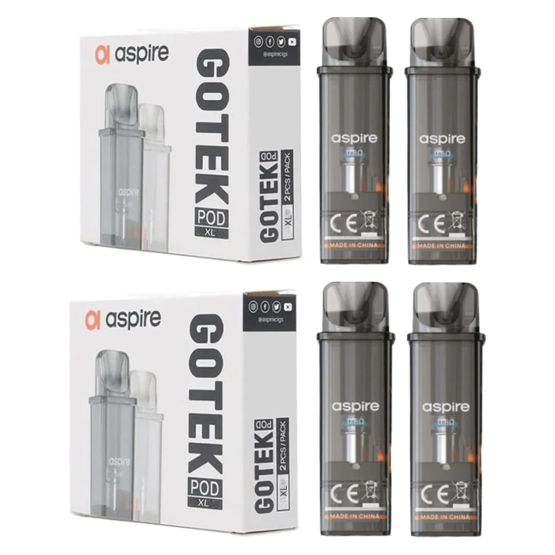 4 x Gotek X Pods XL [0.8Ω] – Replacement Pods for Aspire Gotek X, X3, Pro & Nano – Compatible with Gotek Vape Pods & Go Tek Kits 2ml – No Nicotine