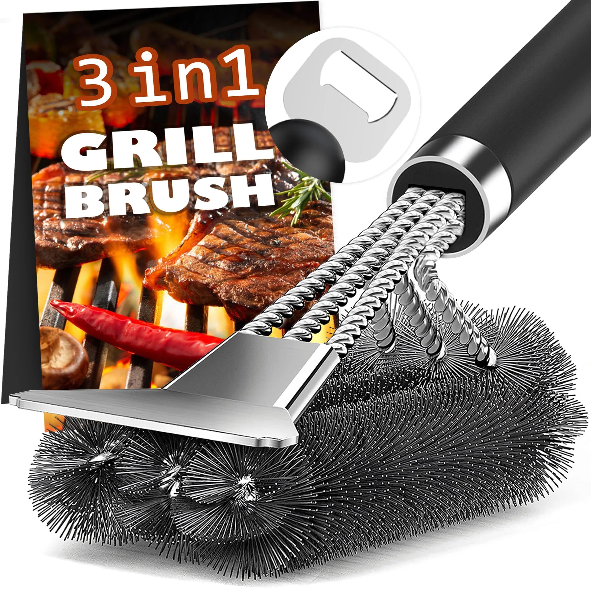 PePeng BBQ Grill Cleaning Brush with Scraper