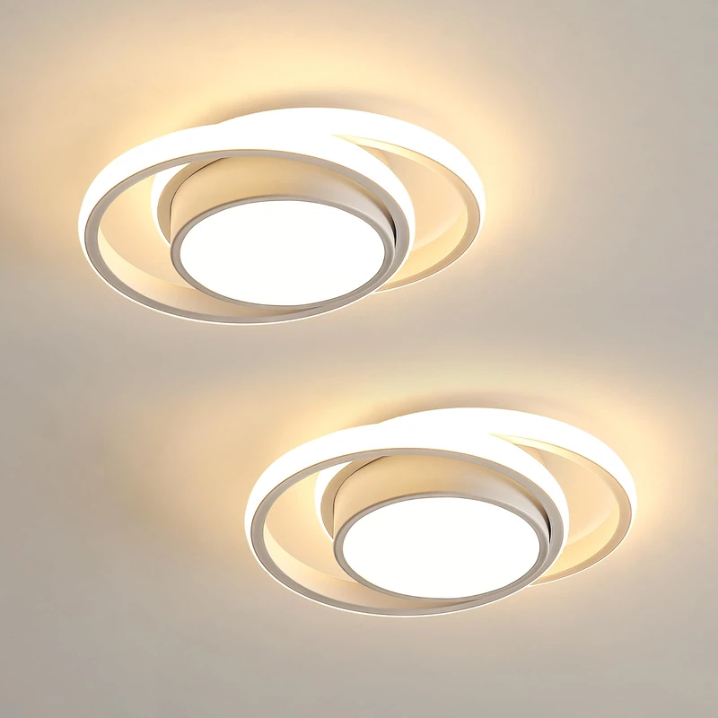 Comely LED Ceiling Lights, Modern LED Ceiling Lights 32W 2350LM, Warm White 3000K, Round Ceiling Lighting for Bedroom Hallway Balcony Corridor (Dia 28cm) (2-PackWhiteWarm White Light 3000K, 27cm)