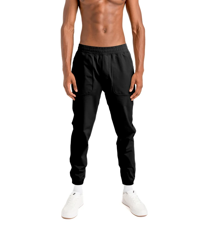 Aruki Men's Jogger Track Pants, Relaxed Fit Sweatpants with Elastic Drawstring Waist, for Running, Gym, Workouts and Athletic Training and Everyday Casual Lounging Wear for Men – Jet Black – S