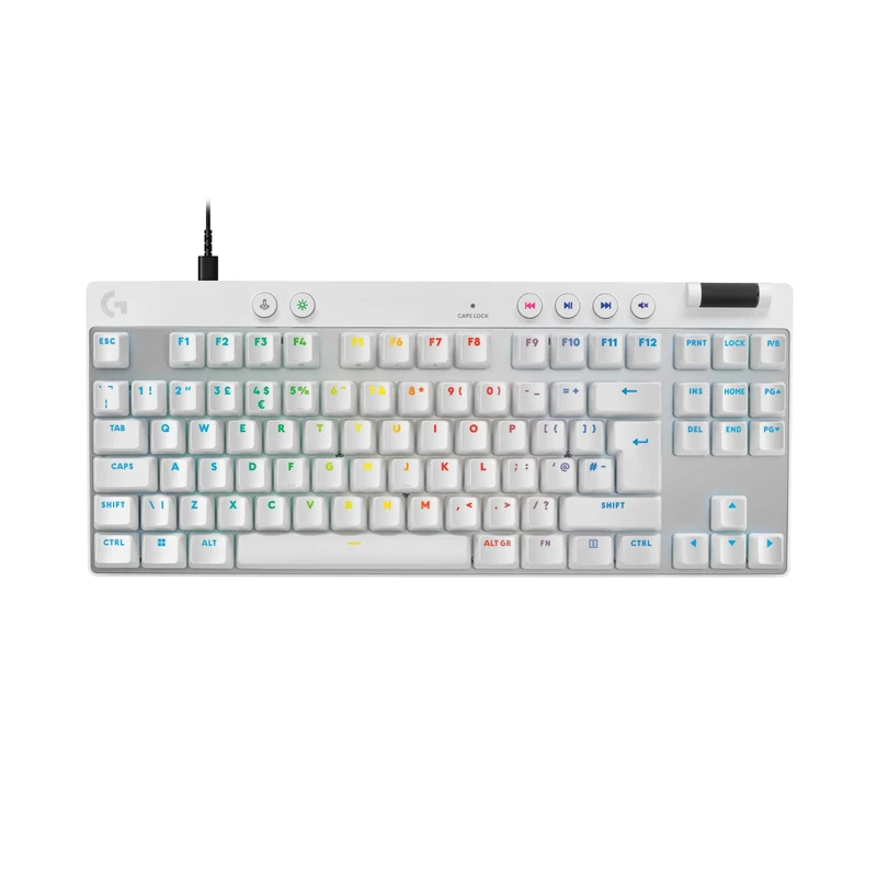 Logitech G PRO X TKL RAPID Tenkeyless Wired Gaming Keyboard, QWERTY US International Layout, Linear - White