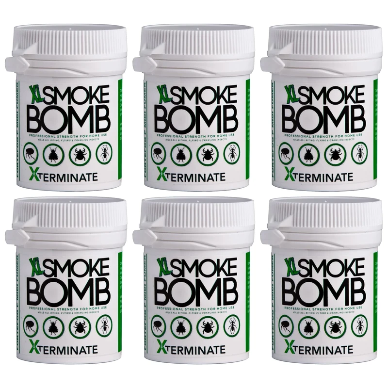 Xterminate XL 11g Smoke Bomb Fogger Killer For Fleas, Bed bug, Carpet Moths, Cluster Fly, Silverfish, Carpet Beetle Insects (HSE Approved And Tested) (6 x 11g)