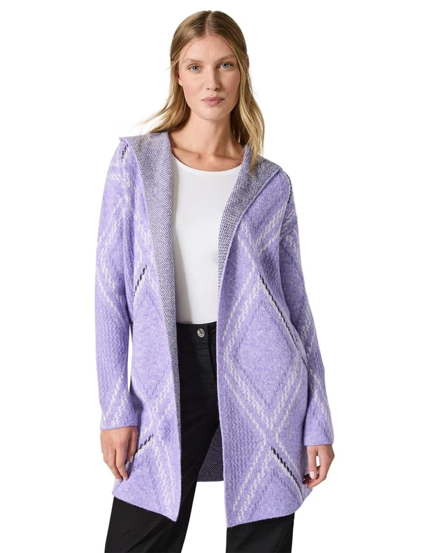 Cecil Women's Open Cardigan with Hood, Lilac Melange, M