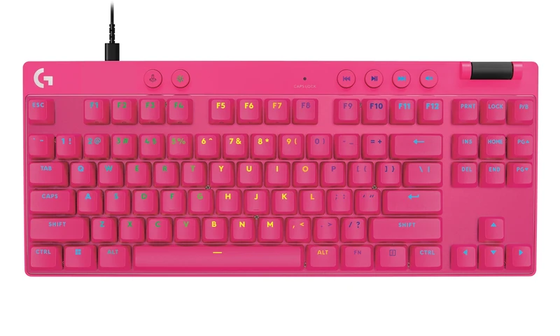 Logitech G PRO X TKL RAPID Tenkeyless Wired Gaming Keyboard, QWERTY US International Layout, Linear - Magenta