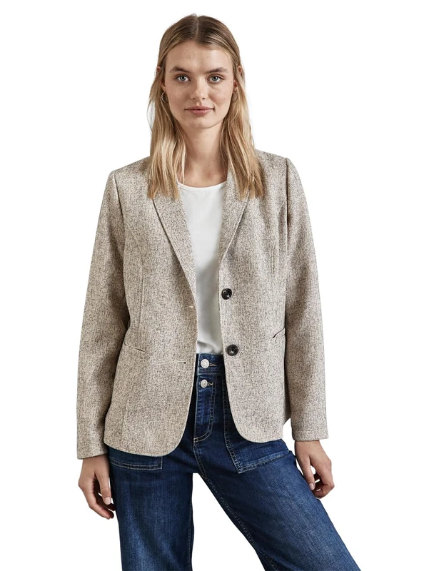 STREET ONE Women's A212328 Blazer in Melange Look, Black, 8