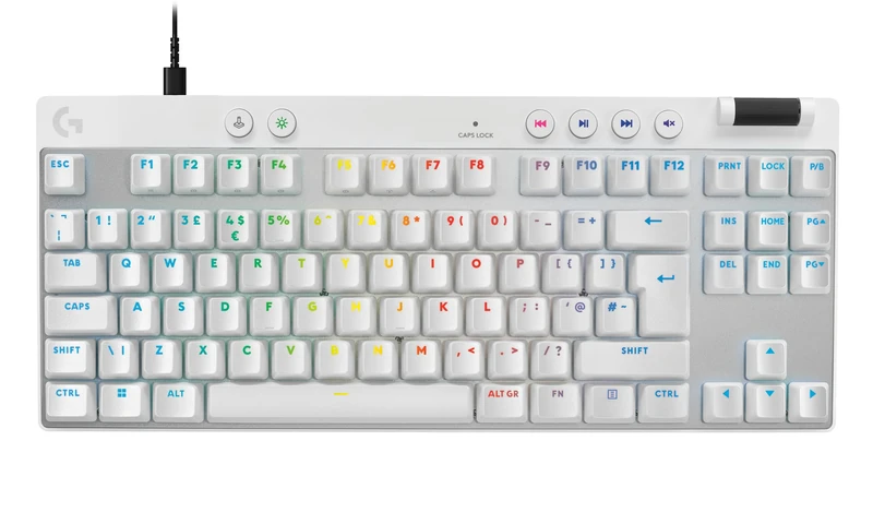 Logitech G PRO X TKL GALVATRON Gaming Keyboard, Ultra-Portable Tenkeyless Design, LIGHTSYNC RGB, PBT keycaps, QWERTZ DE - White