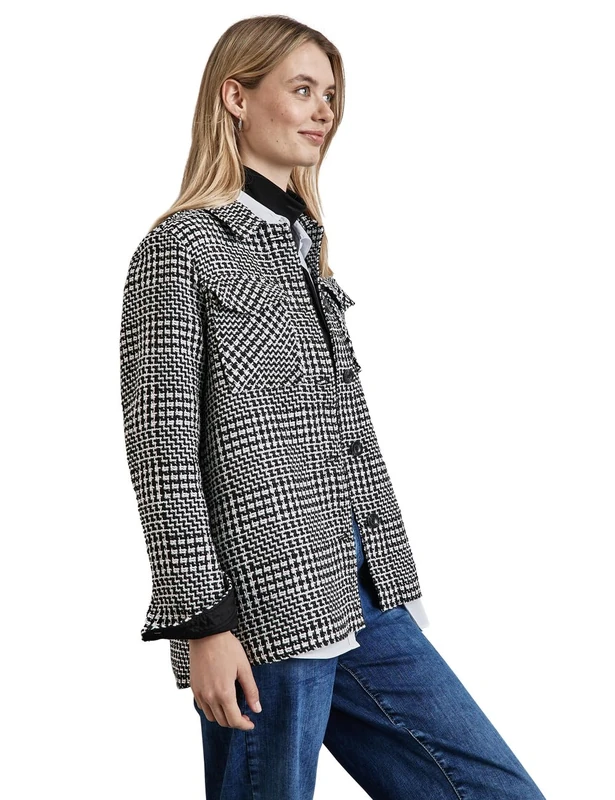 STREET ONE Women's A212326 Checked bouclé Jacket, Black, 18
