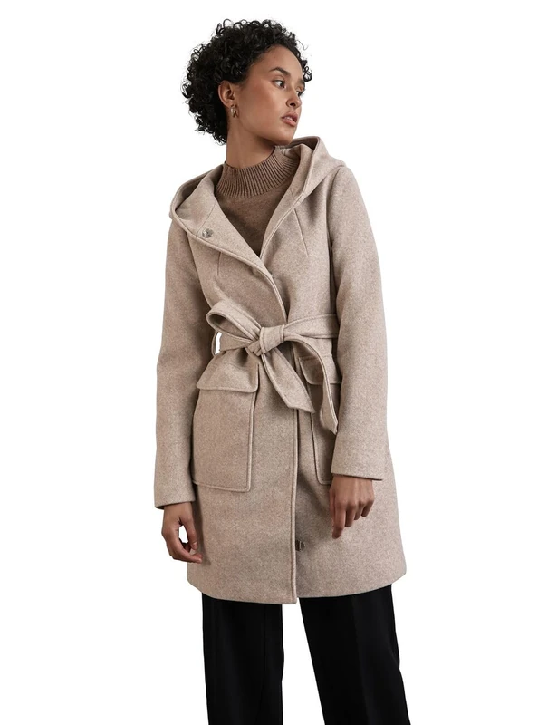 Street One Women's A201961 Coat with Hood, Quinoa Beige Melange, 20