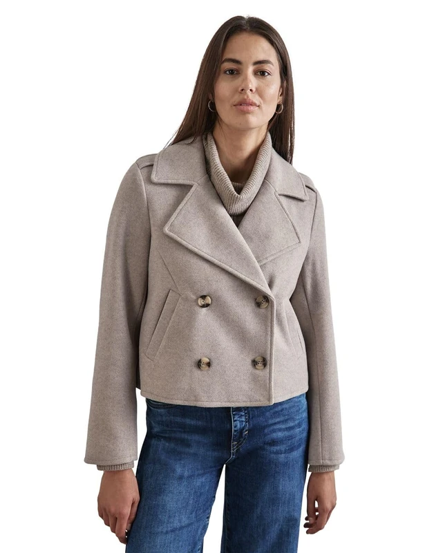 STREET ONE Women's A212337 Short Trench Coat, Mocha Beige Mel, 18