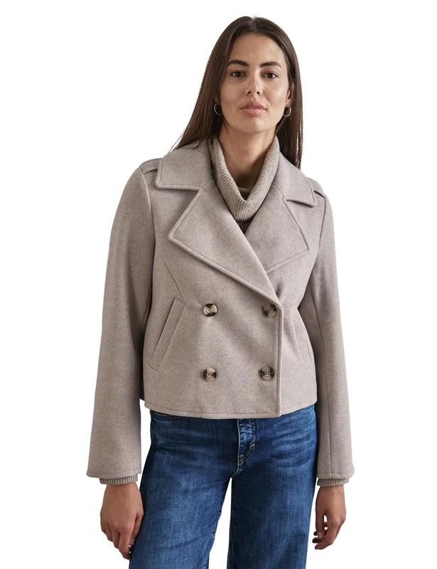Street One Women's A212337 Short Trench Coat, Black, 20