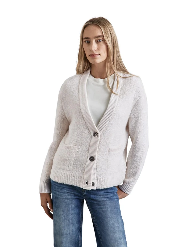 Street One Women's A253872 Bouclé Cardigan, Lucid White, 20 - Image 1