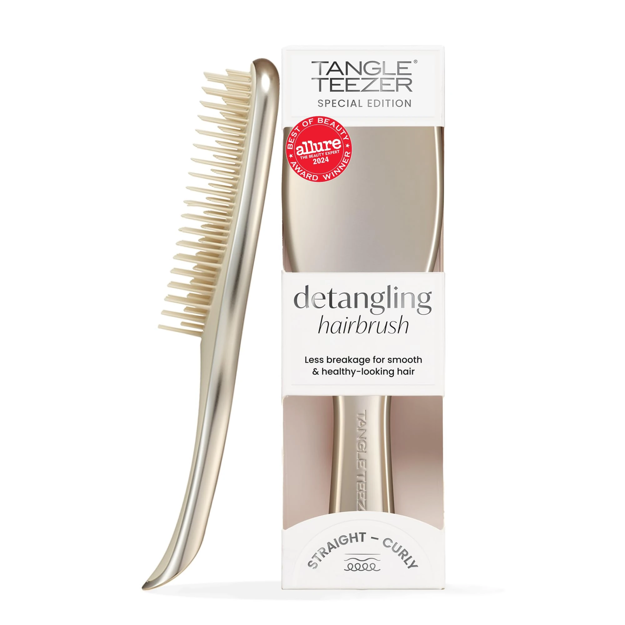 Tangle Teezer Ultimate Detangler Hairbrush - For Wet & Dry Hair - Detangling Brush For All Hair Types - Two-Tiered Teeth Reduce Breakage & Eliminate Knots - Champagne Gold Chrome Finish