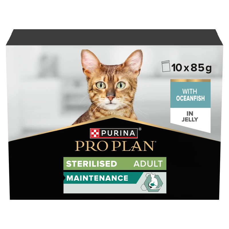 PRO PLAN Sterilised Maintenance in Jelly Wet Cat Food pouch 10x85g (pack of 4)