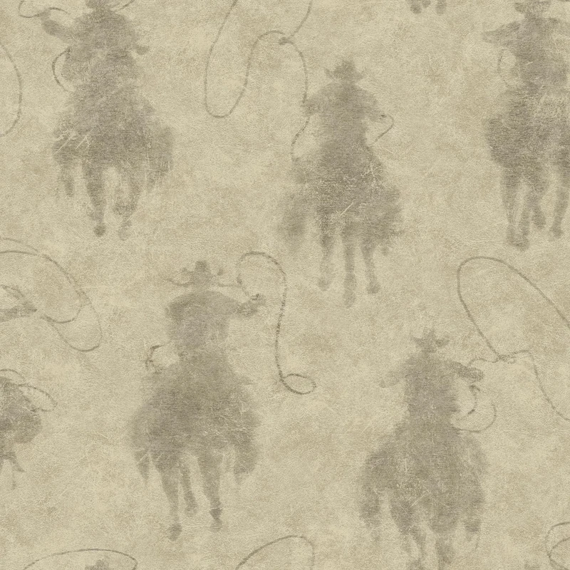 RoomMates Yellowstone Stockman Silhouette Beige Adhesive Wallpaper