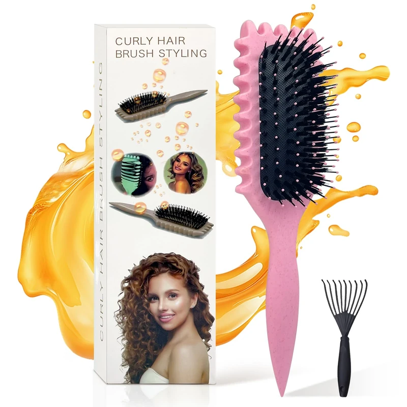 ENGHEK Curly Hair Brush, Bounce Curl Brush for Curl Hair, Curl Defining Brush for Women Men, Detangling Curl Brush Boar Bristle Hair Brush Less Pulling, Hair Separation
