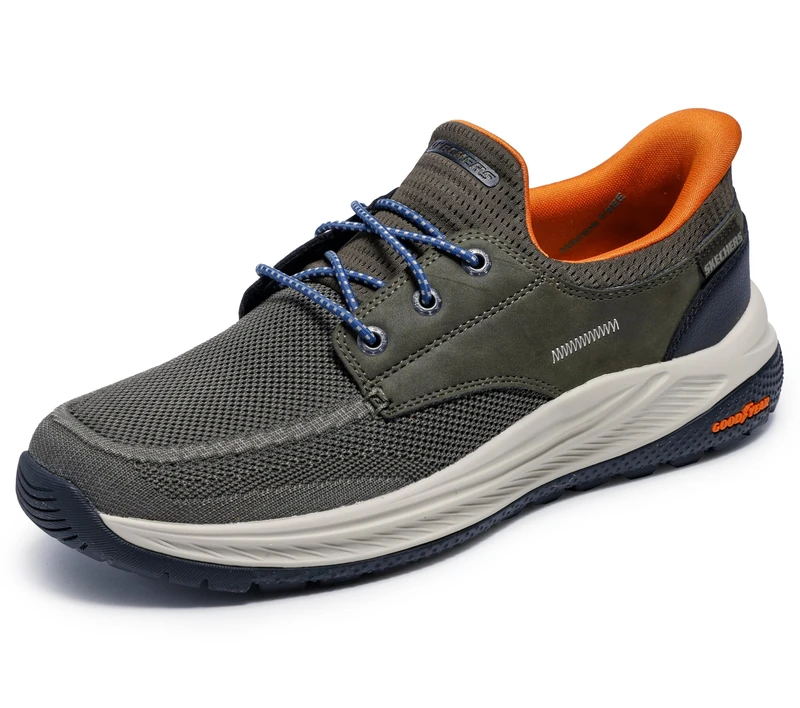 Skechers Men's Meroe-Alden Sneaker, Olive, 7 UK