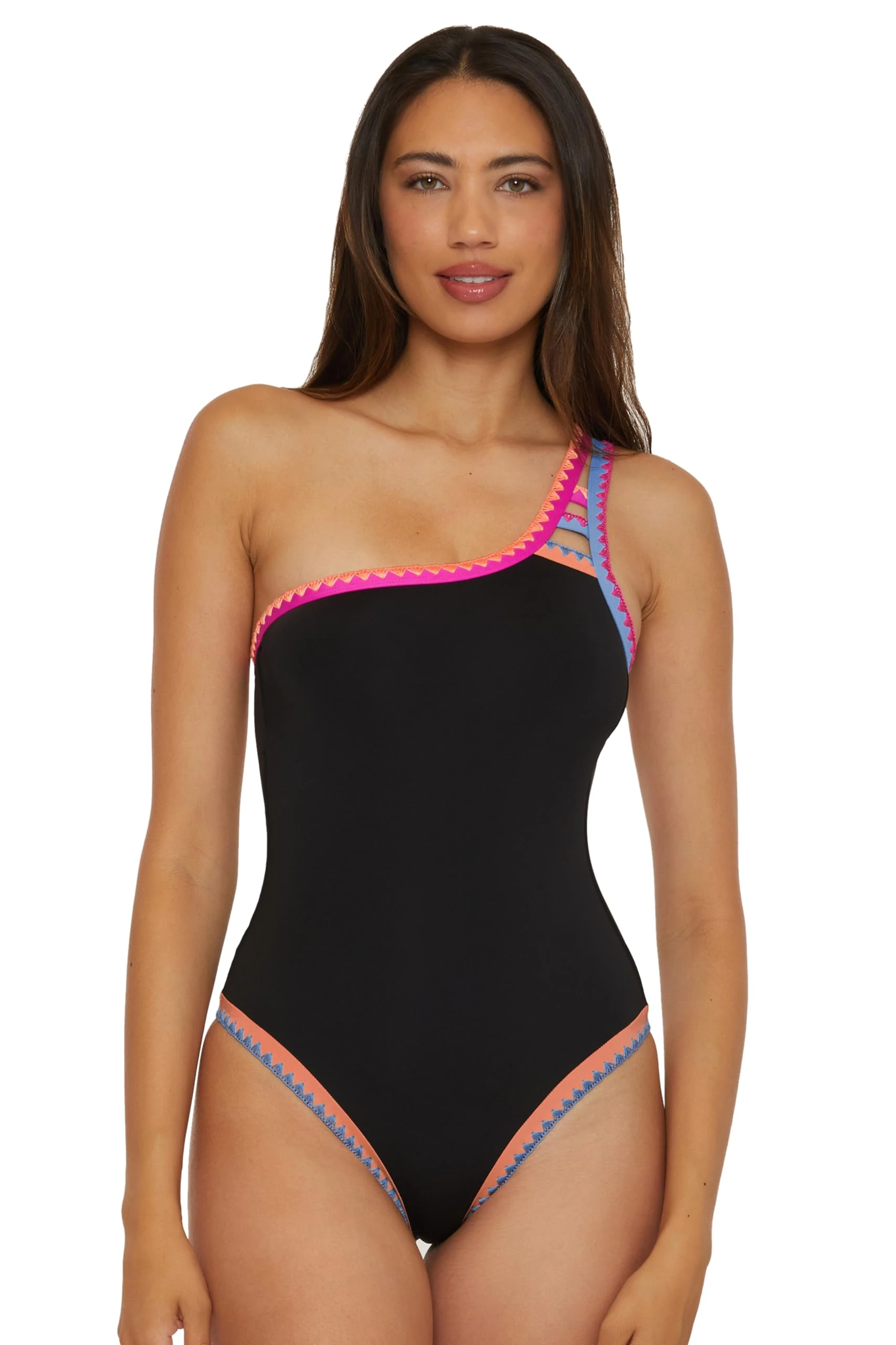 Lucky Women's Avila Asymmetrical One Piece Swimsuit, Adjustable, Tie Back, Bathing Suits, Black, S